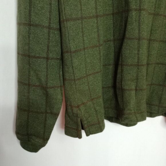 Arrow Long Sleeve Plaid Polo Shirt Cottn Blnd Button Collar Golf Top Classic Med - Picture 4 of 5